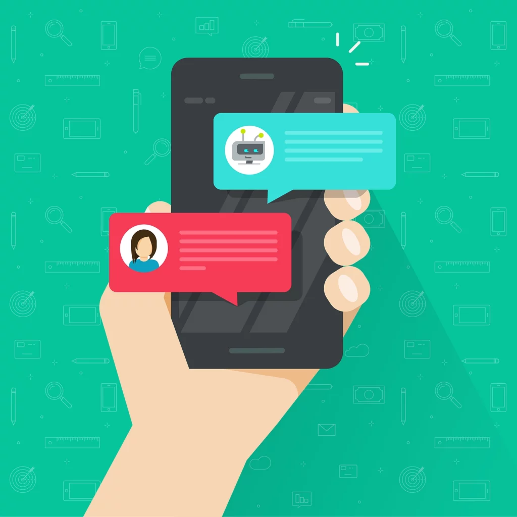 Grafik von Smartphone mit Chatbot GEO Optimierung