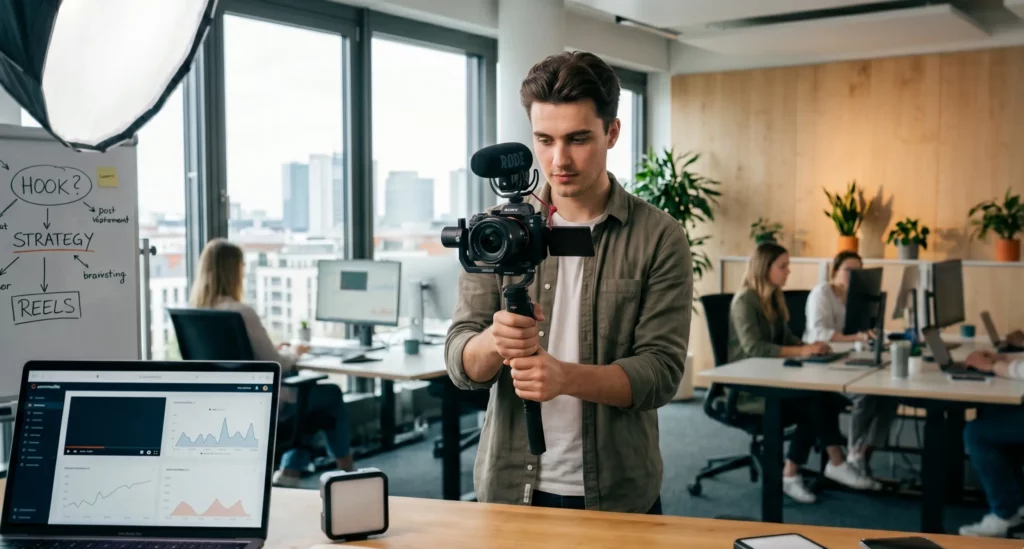 Mann filmt Social Media Videos
